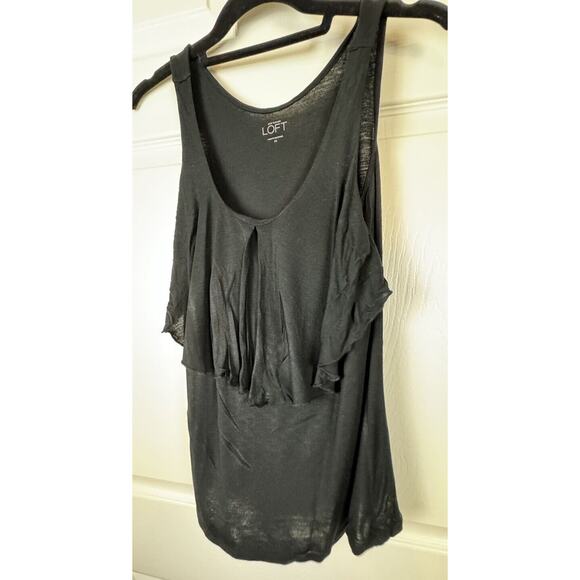 Ann Taylor LOFT Black Ruffle Tank Top coquettish XS , 49-48 - Picture 12 of 15